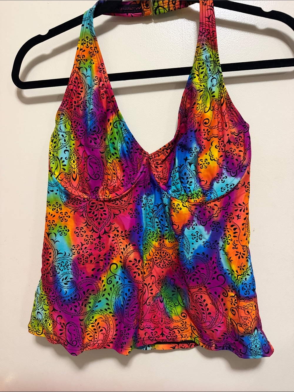 Women’s Rainbow Swim Tankini Top - Vibrant Multicolor